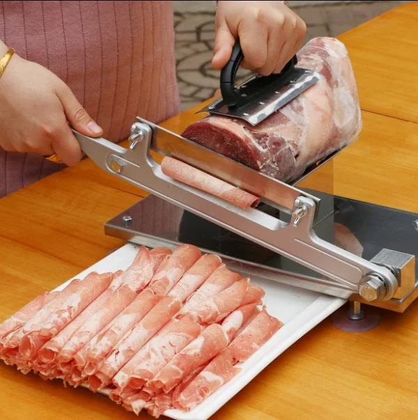 

fast delivery,2017 newest top quality manual meat cutter,mutton slicer,frozen meat slicing cutter,mutton rolls machine