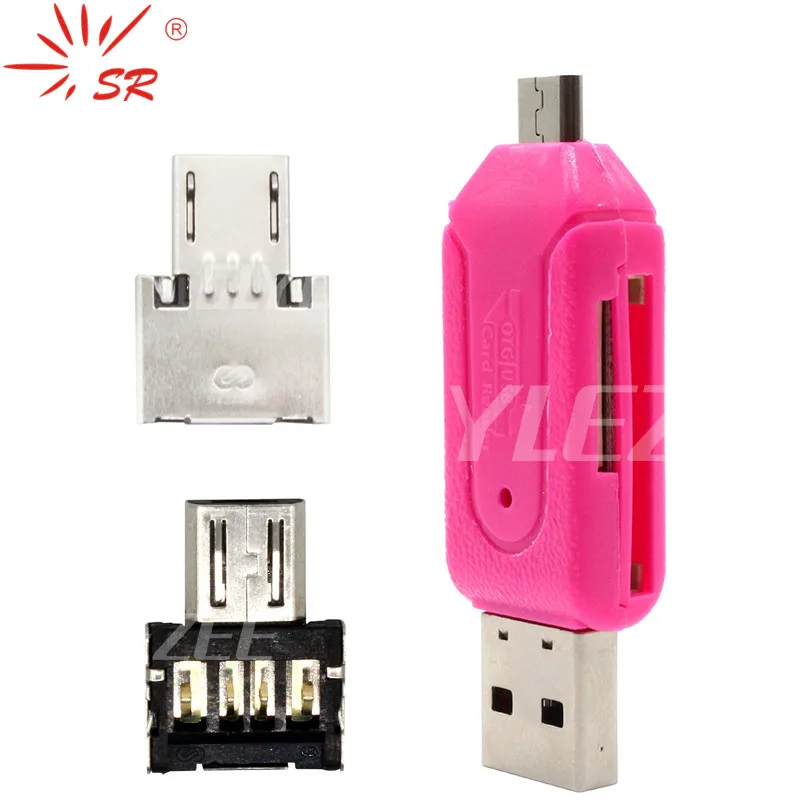 SR 2in1 USB OTG Card Reader+Micro USB to USB OTG Adapter Converner for Android Cellphone Tablet Laptop TFSD Reader 2 PCS/1 Lot