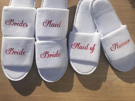 personalized Wedding Bridesmaid maid of honor Bride tribe Slippers flower girl Bachelorette Spa Slippers party favors gifts