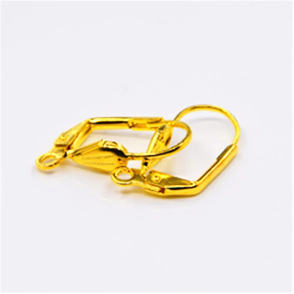 Free Je Good Quality 200X Yellow Gold Plated Flexible Hook Earrings Ear wires Woman Jewelry Lever Back Accessory Findings FJ-01