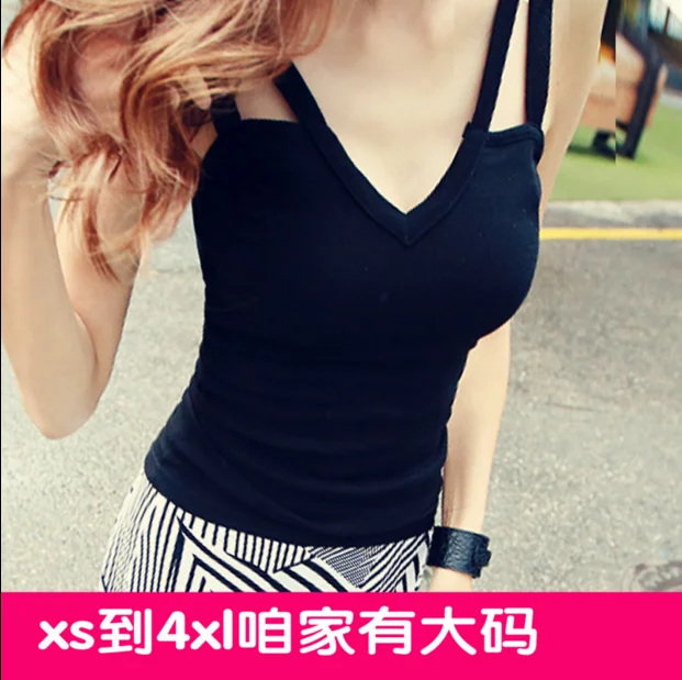 2020 sexy deep V collar low-cut bottoming solid color Modal fat MM large size harness small vest female