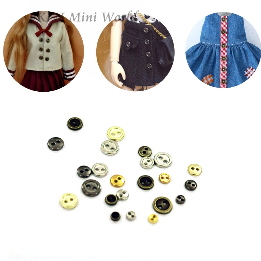 30PCS/lot 3mm/4mm/5mm/6mm/7mm/8mm Mini Buttons Metal Snaps for DIY Handmade Blyth Doll clothes accessories round button