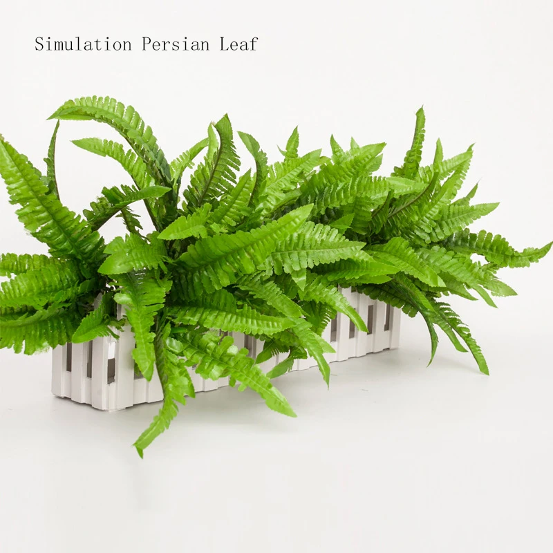 

Simulation grass green plant artificial fern persian leaves flower wall hanging plants home wedding shop office decoration