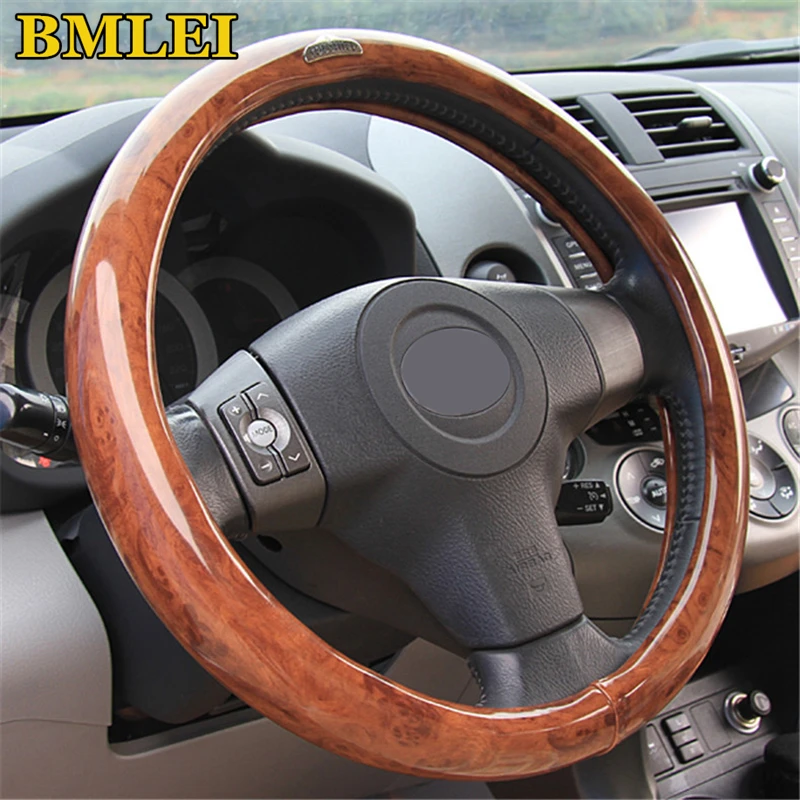 

Car Steering Wheel Covers Light Wood Grain Leather Comfortable Car Steering Wheel Cover Fits 38cm/ fits 15" Car Accessories