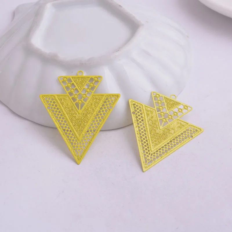 50 Stück AB3335 Silberfarbene Große Dreieckige Anhänger für Ohrringe Geometrische Bunte Anhänger Verbinder DIY Schmuck Ohrringe – Detail 7