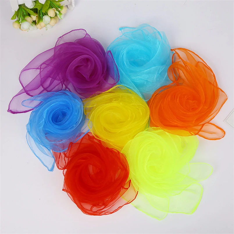 5Pcs Colorful Children Gymnastics Square Scarf Outdoor Game Toy Sports Dance Interactive Scarves Handkerchief Gym Towel Gauze