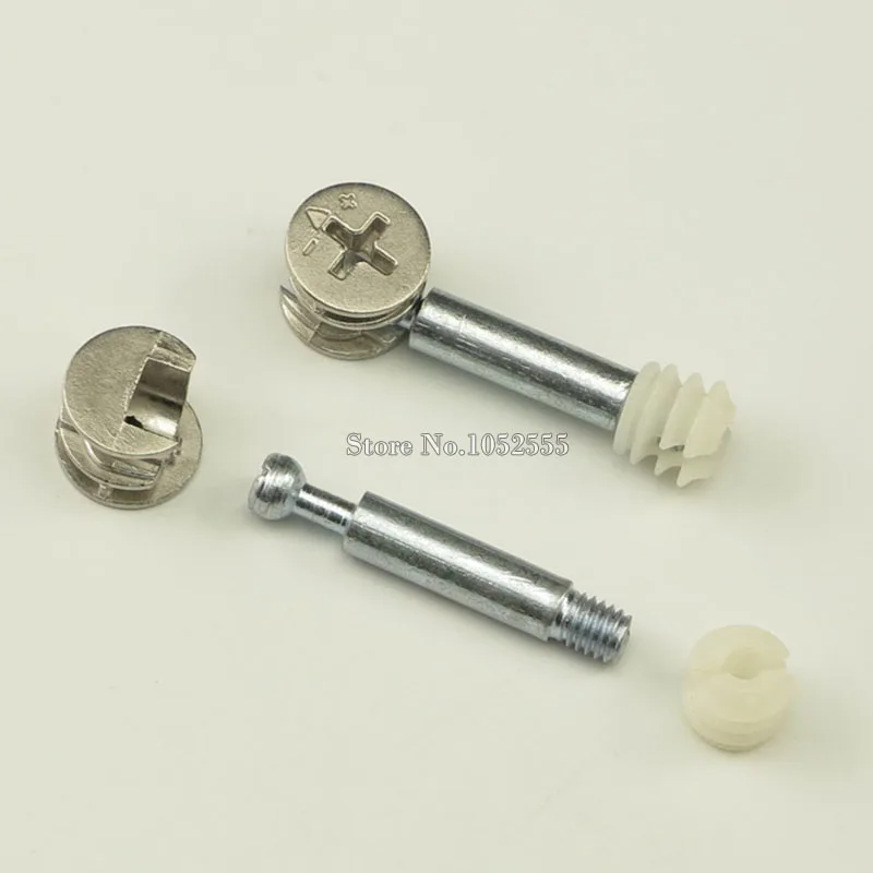 100Set 3 in 1 Furniture Connecting Fittings Nut Bolt Connector Cam Fitting Eccentric Wheel with Dowel and Pre-inserted Nut K227