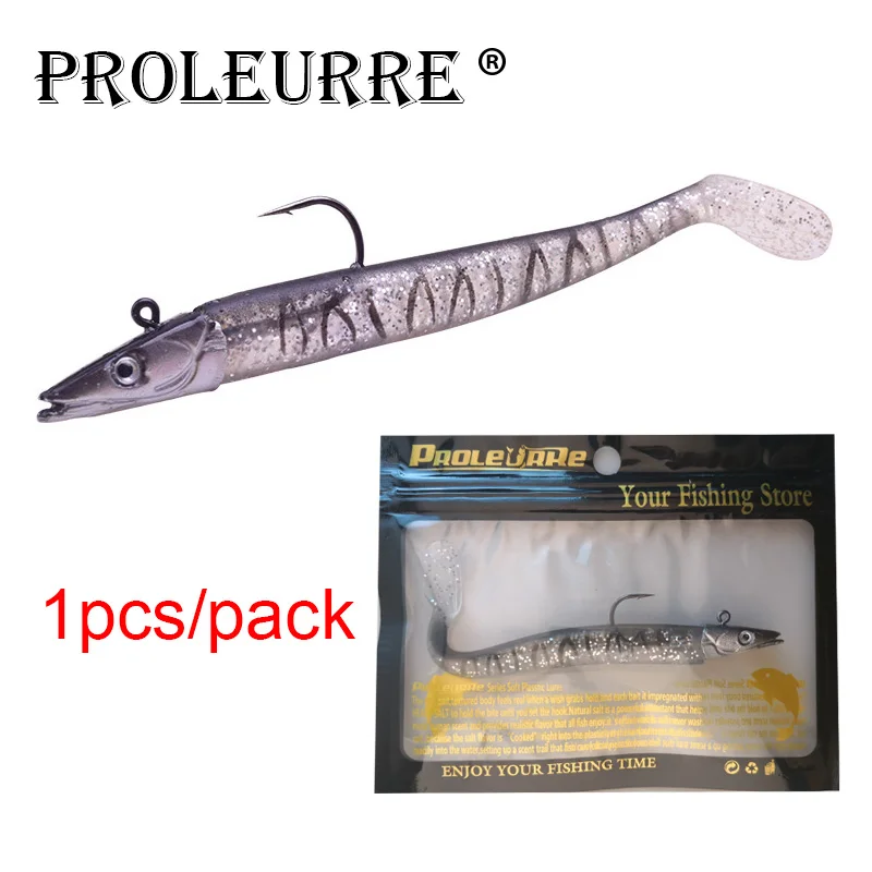 Proleurre 1pcs Artificial Bait Silicone Jig Lure 12cm 15g Soft Fishing Lure T Tail Lead Head Carp Fishing Wobbler Pesca