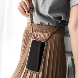 Custodia con tracolla incrociata alla moda per Samsung Galaxy S23 S22 S21 Note 20 Ultra 10 Plus 9 8 S10 S20 Plus FE Cover morbida trasparente