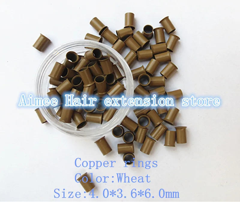 

4.0*3.6*6.0mm8#Wheat1000pcs/pack copper flared ring easily locks/copper tube micro link/ring /bead for i tip hair extension