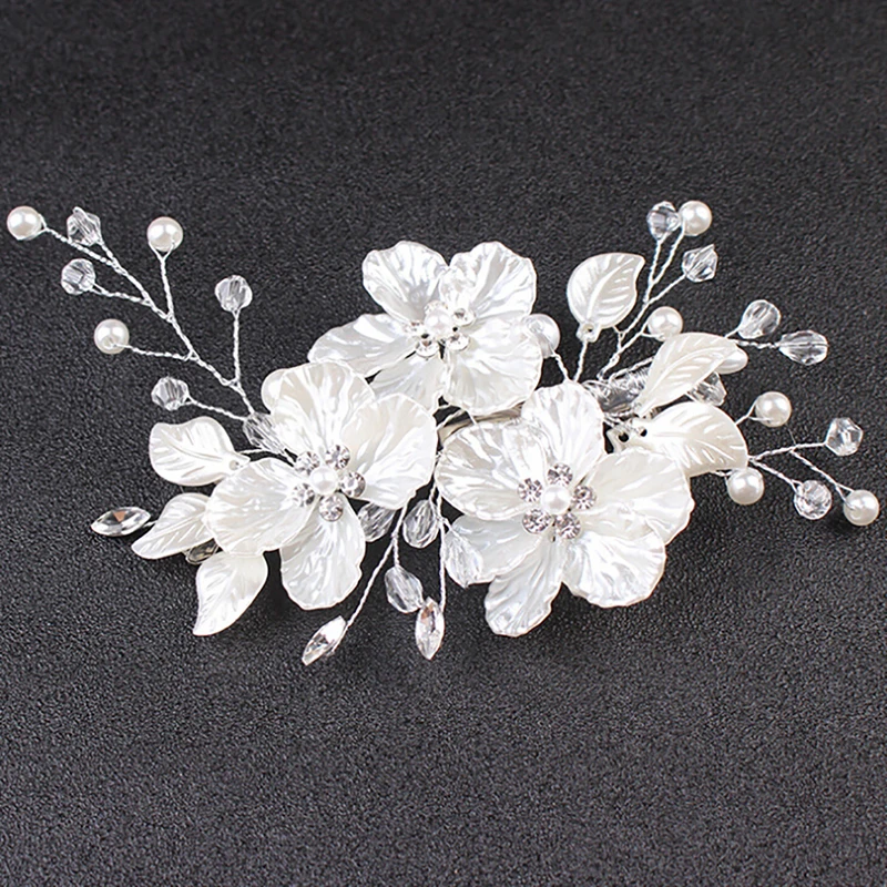 Wedding Supply Store - Crystal Pearl Flower Hair Clip Floral