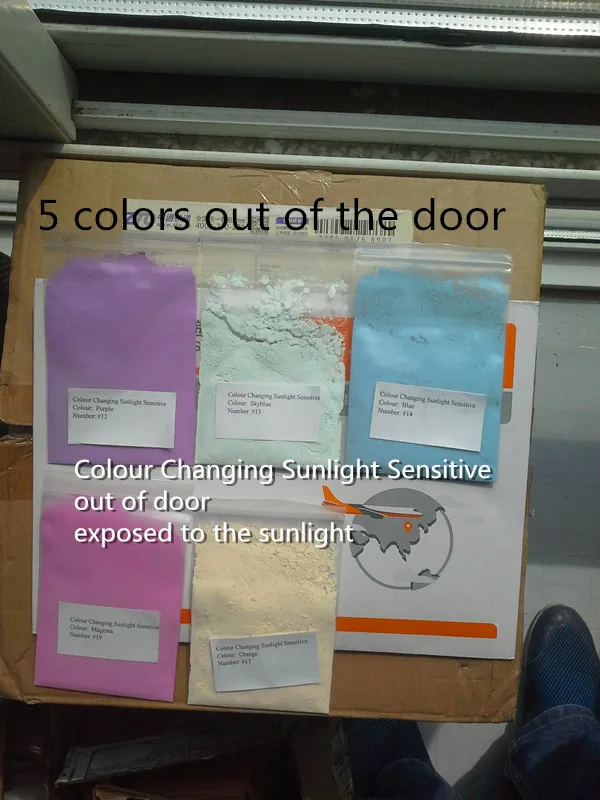 

Photochromic Pigments powdercolor sunlight sensitiv whenexposed to sunlight /UV light