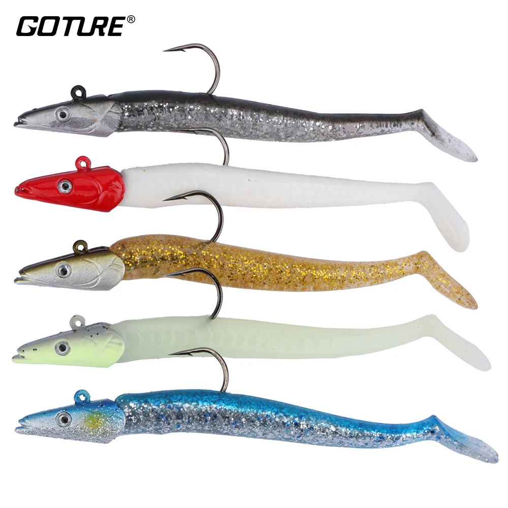 

Goture 5pcs Soft Fishing Lure Set 11cm 22g Silicone Bait Jig Head Fishing Wobblers Professional Pike,Bass Angler