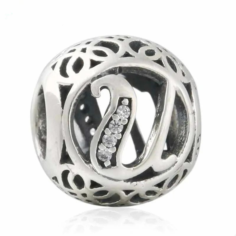 

New 925 Sterling Silver Openwork Letter U Charm Vintage Alphabet Beads For Jewelry Making Fit Original Brand Bracelet