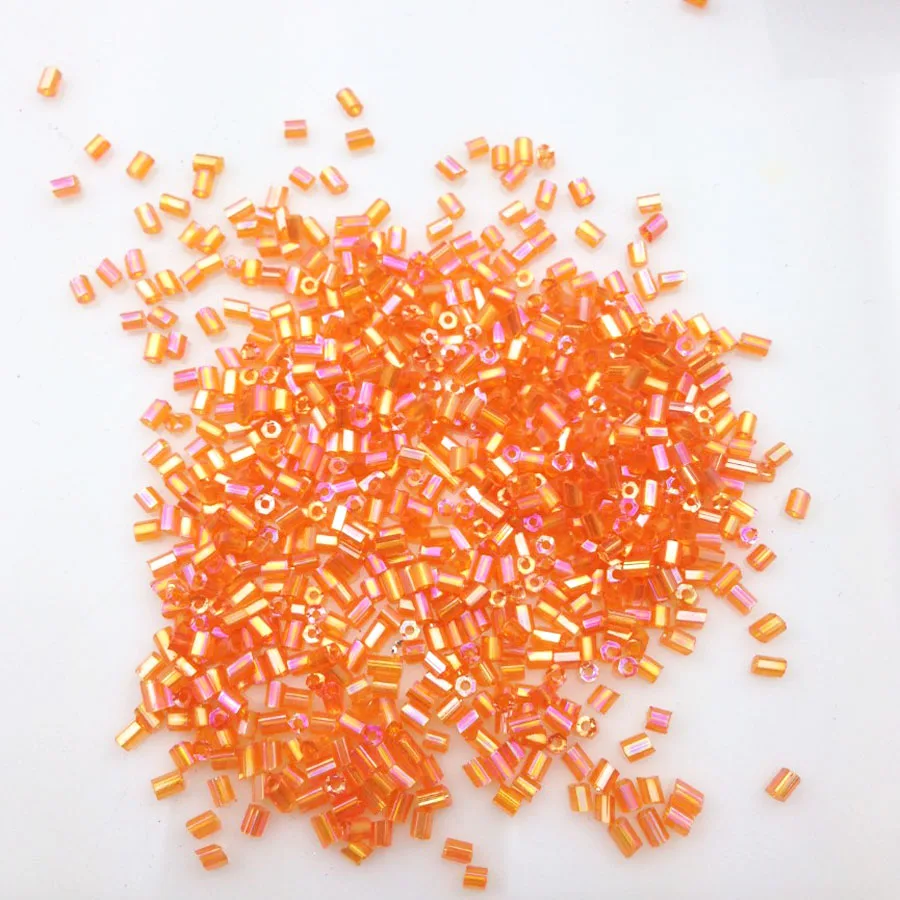 16g 1000X 2*3mm AB Orange Colorful Transparent Tube Loose Spacer Beads Cezch Glass Seed Beads Handmade Jewelry DIY Garment Bead