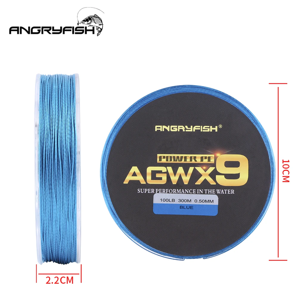 ANGRYFISH 9 Strands 300m Super PE Braided Fishing Line 6 Colors Strong Line