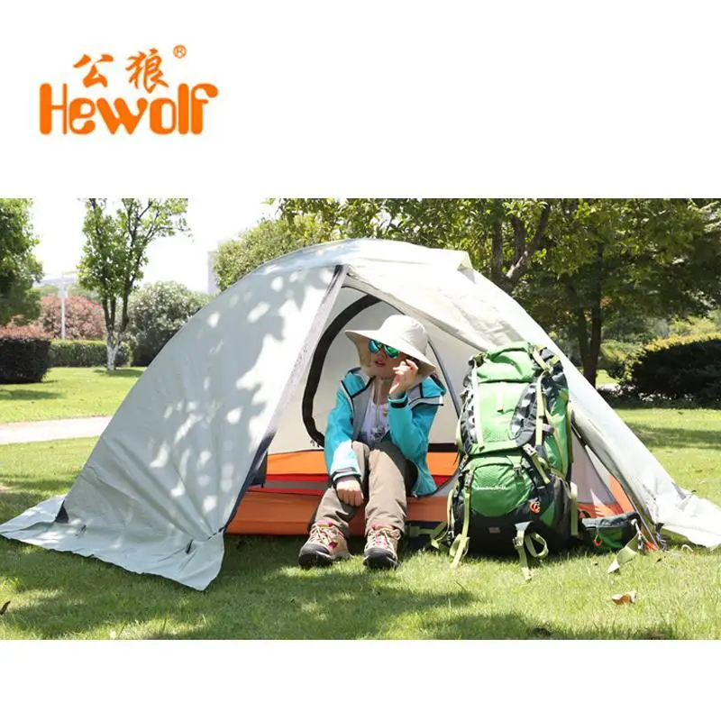 Hewolf Outdoor Four Seasons 2 Person Winterized Winter Tent Double Layer Beach Tourist Camping Tent Snow Skirt