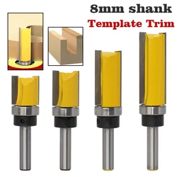 1PC 8mm Shank Template Trim Hinge Mortising Router Bit Straight end mill trimmer cleaning flush trim Tenon Cutter forWoodworking