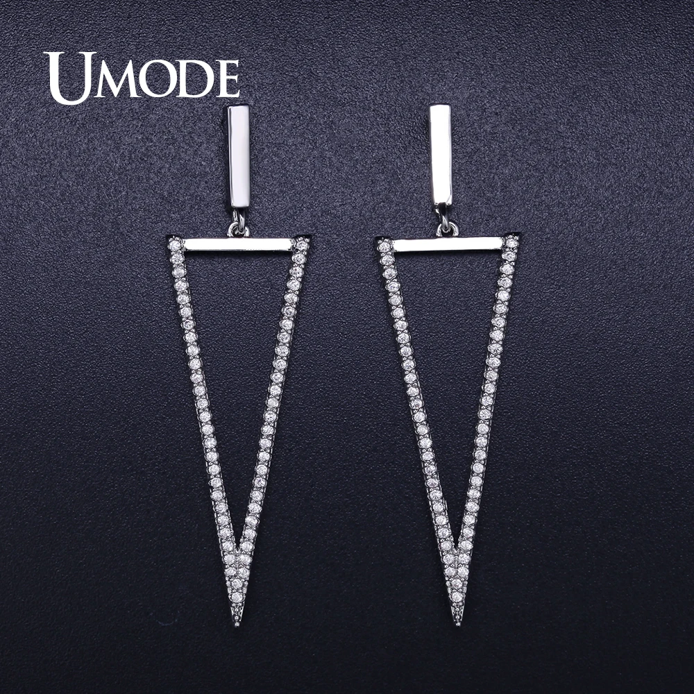 UMODE Triangle Fashionable Long Drop Earrings for Women African Female AAA+ Cubic Zirconia Jewelry pendientes mujer moda UE0366