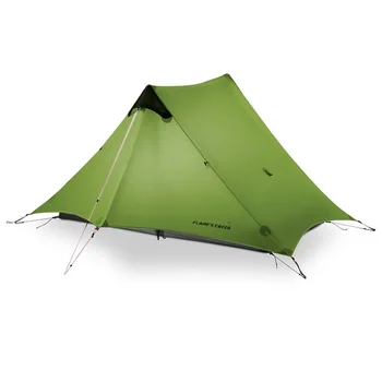 2021 새 버전 FLAME'S CREED LanShan 2 인 Oudoor 초경량 캠핑 텐트 3 시즌 전문 15D Silnylon Rodless Tent