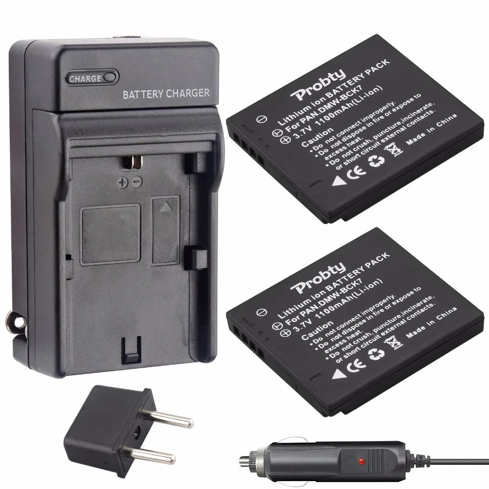 2Pcs Probty DMW-BCK7 DMW BCK7 Battery + Charger for Panasonic DMC-S1A DMC-S1K DMC-S1N DMC-S1P DMC-S1S DMC-S3 DMC-S3A DMC-TS30