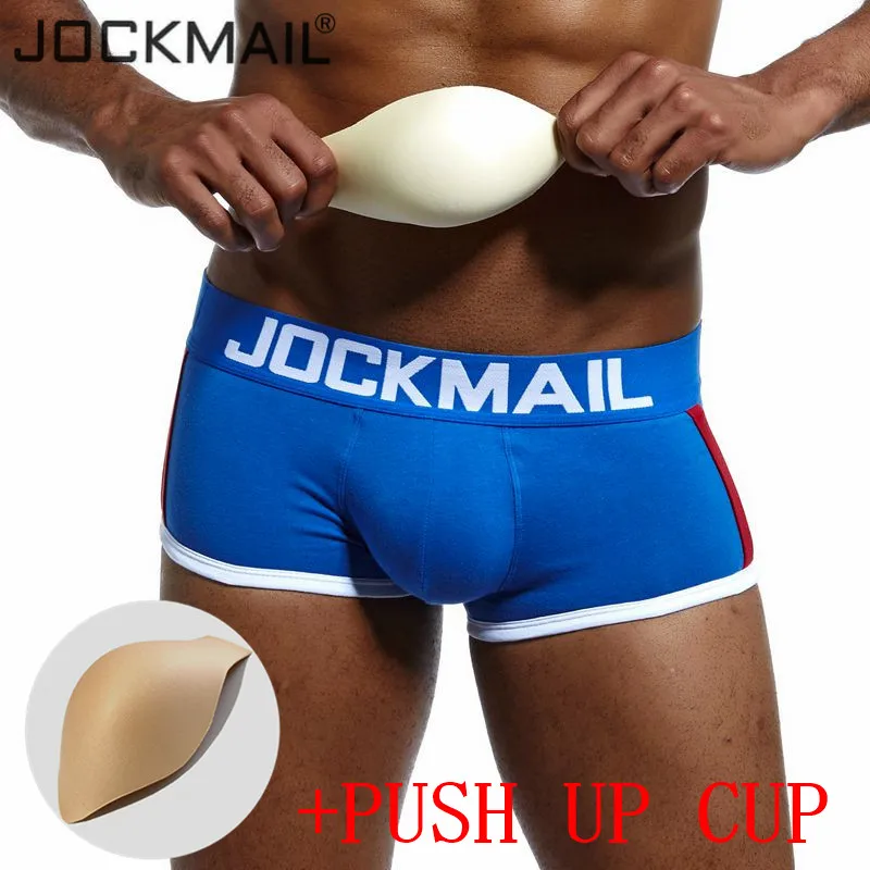 JOCKMAIL brand mens underwear boxers Trunks sexy Push up cup bulge enhancing gay underwear men boxer shorts Enlarge Underpants