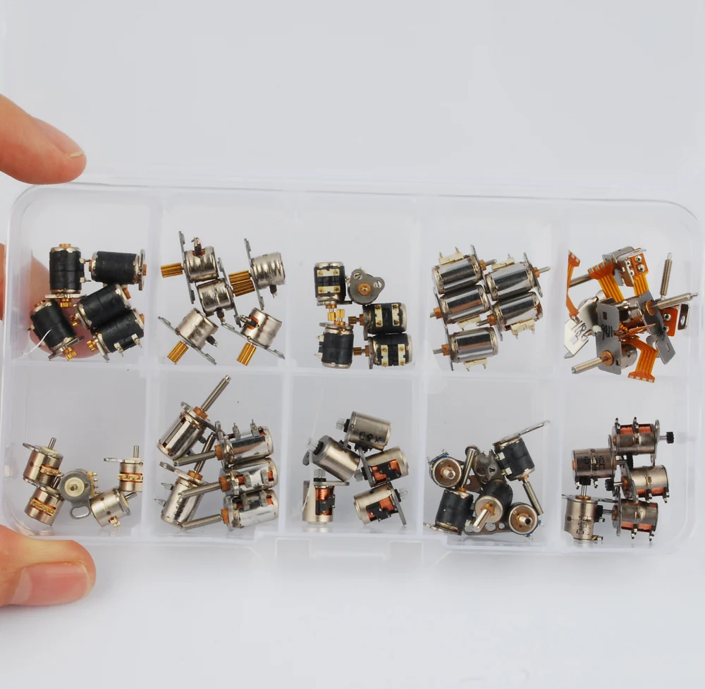 50pcs 4 Wire 2 Phase dc micro stepper motor 10 Types 5pcs each Miniature stepper motor Assorted  with box