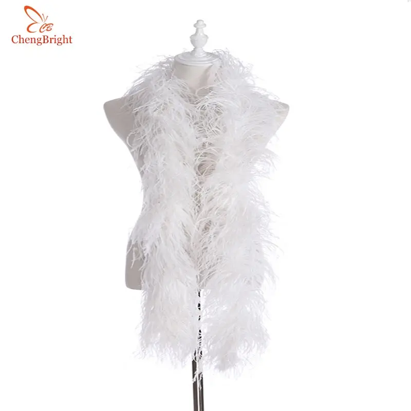 High Quality 6Layers White Natural Ostrich Feather Boa Stage Performance Clothing Accessories Decoration Diy White Feather Boa