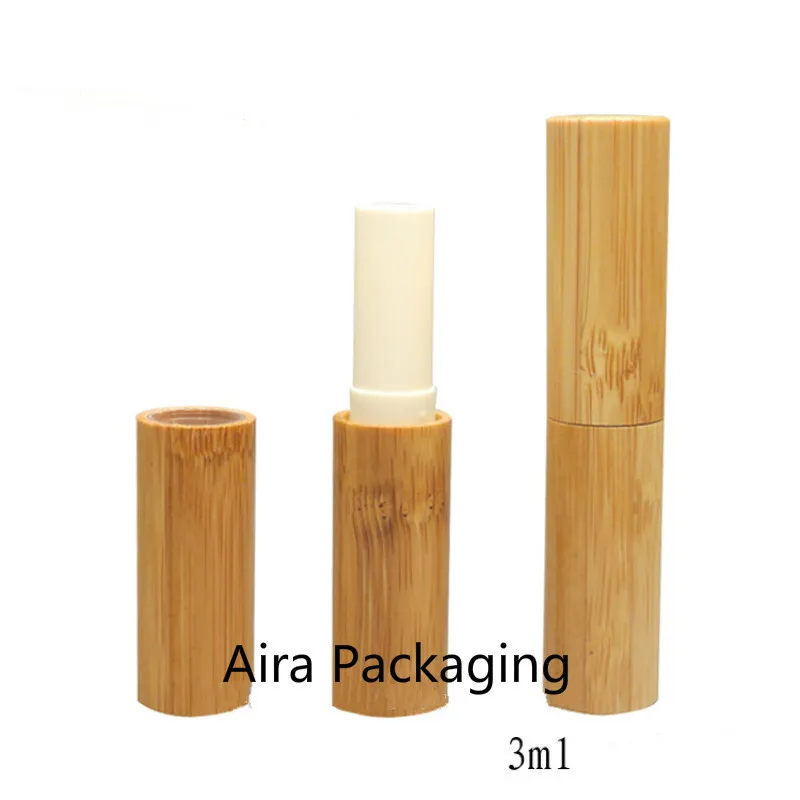 10szt/lot Slim Bamboo Wooden Lip Balm Tube 3ML Lip Beauty Tool Empty Cosmetics Lip Rouge Filler Lipstick Tubes Makeup Container