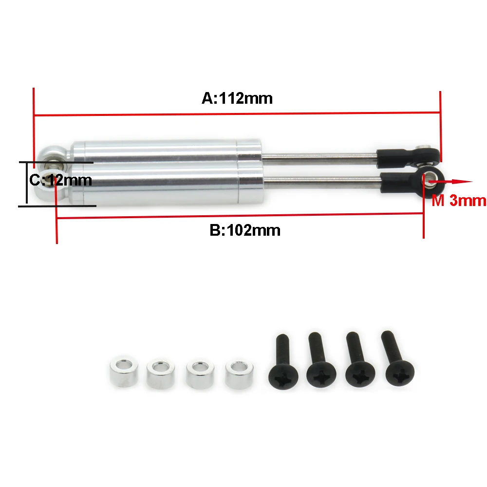 2PCS RCAWD Alloy 112mm Internal Spring Shock Absorber Damper For Rc Car 1/10 Crawler Truck Hop-Up Parts Hpi Hsp Rc4wd Losi Axial