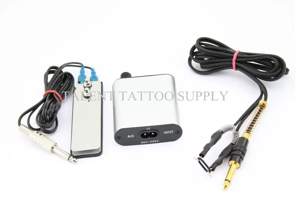 

Premium Quality Mini Tattoo Power Supply in Silver with Tattoo Pedal,Tattoo Silicon Clip Cord Tattoo Supply Wholesale