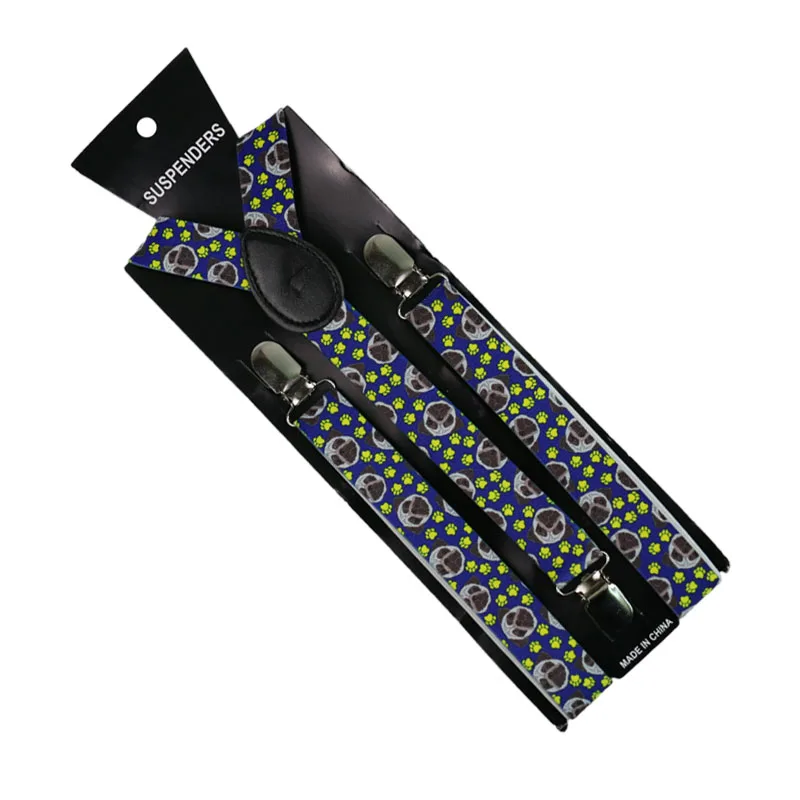 Adjustable Elastis 2.5 Cm Hewan Cetak Tali Ikat Tali Unisex Pria Wanita Bentuk Y Elastis 3 Klip Suspender