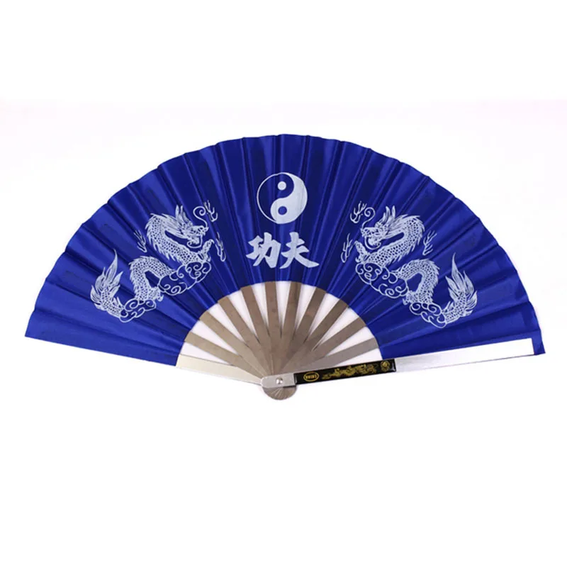 New Chinese Kung Fu Fan Wushu Dragon Stainless Steel Frame Tai Chi Martial Arts 3 Color Available