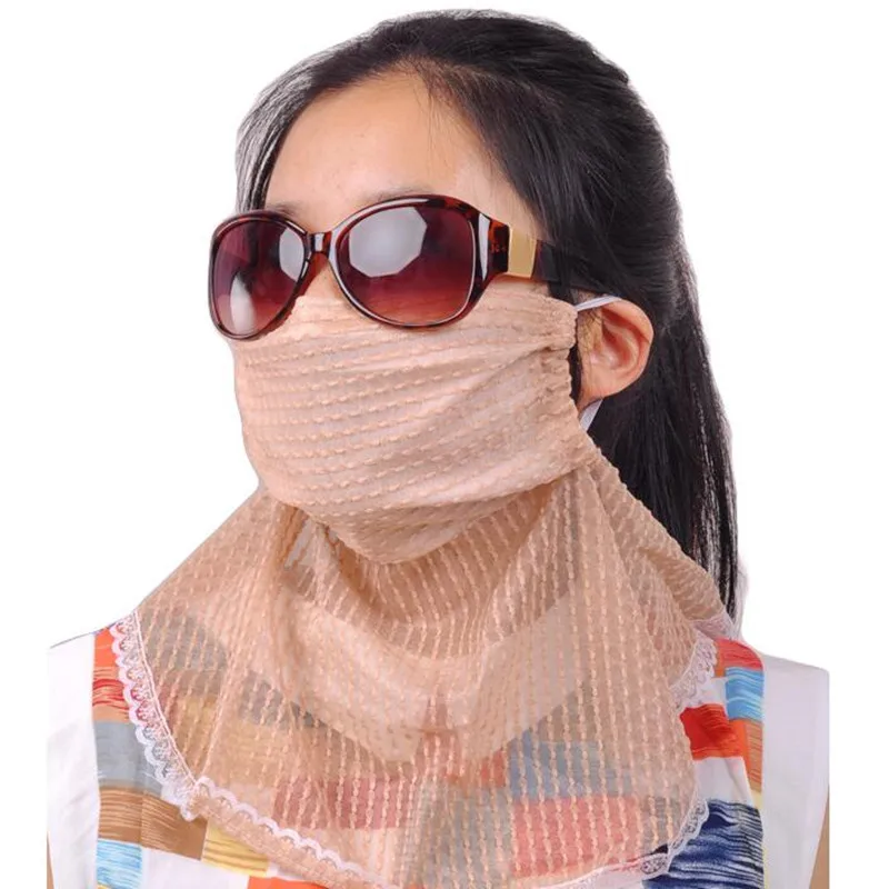 Summer Lady Driving Face Mask Chiffon Sunscreen Women Anti-ultraviolet Cycling Breathable High Quality Fashion Female Mask H3144