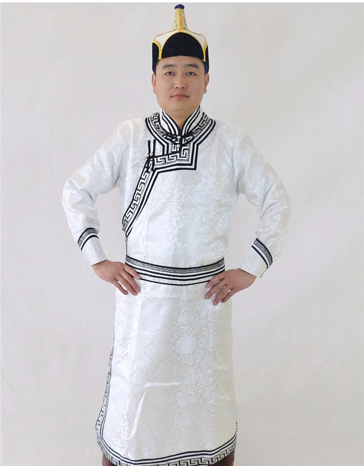 Masculino mongolia vestido branco robe dança desempenho roupas adulto mongol casamento roupas diárias da cidade natal de genghis khan