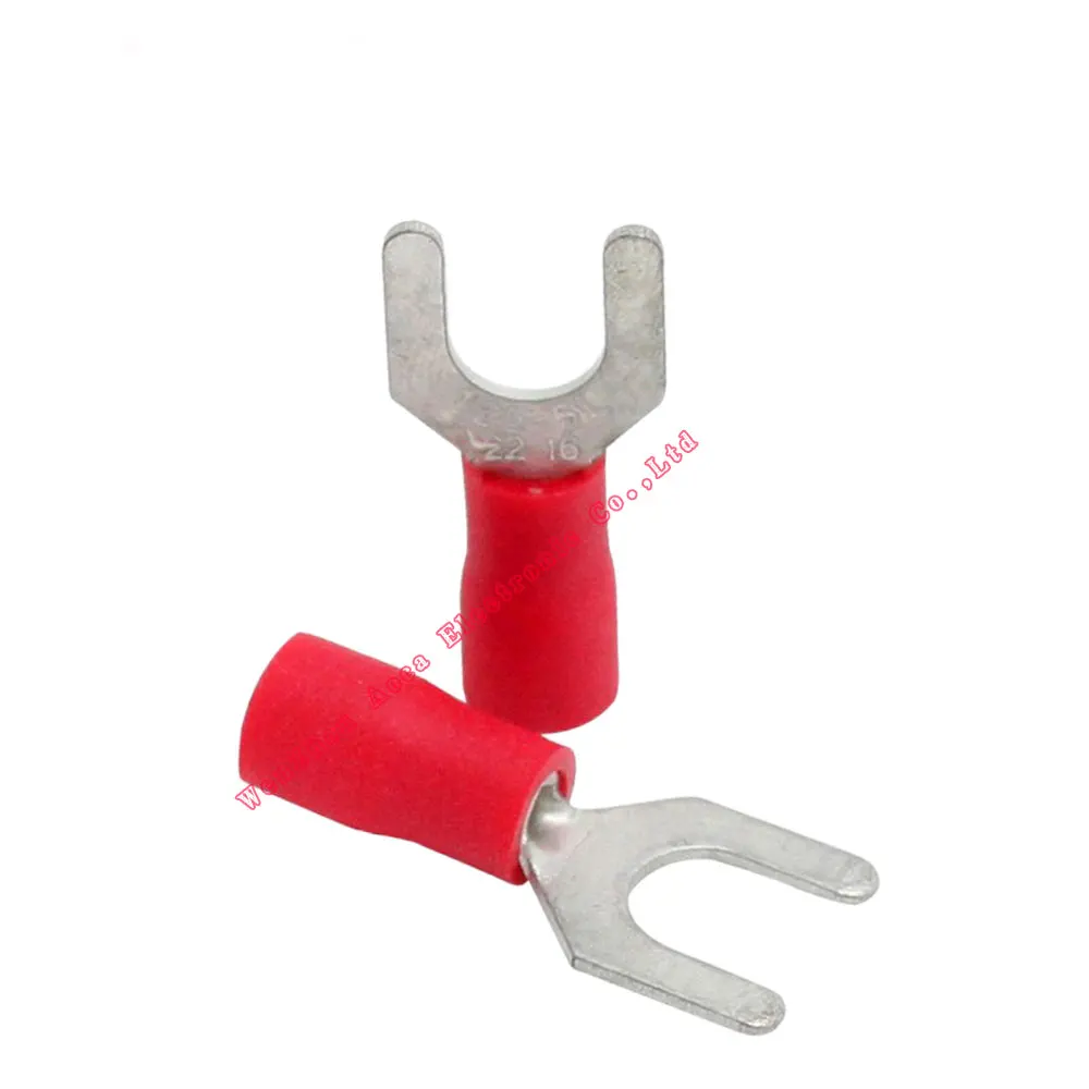 

1000pc- SV1.25 Crimp Terminal Spade fork connector kit Wire Copper Crimp Connector Insulated Cord Pin End Terminal AWG 22~16 Red