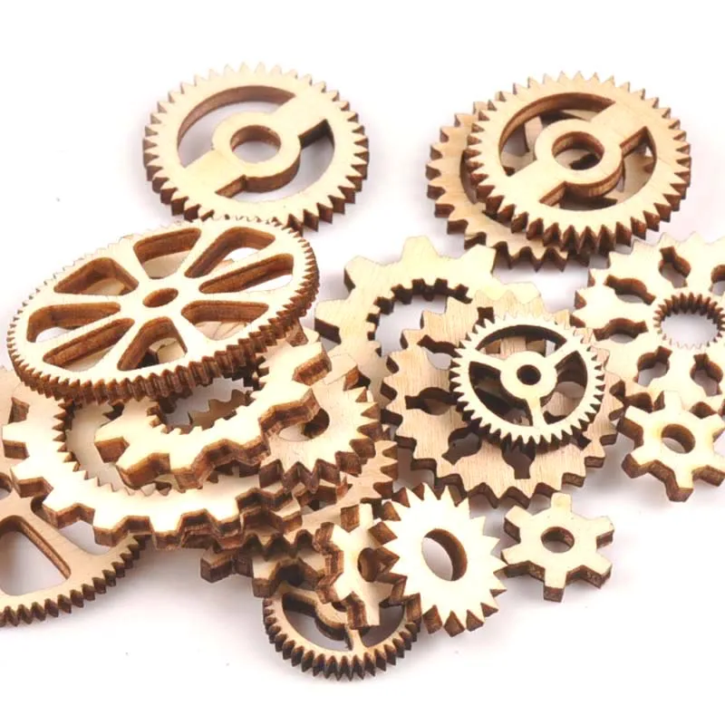 20pcs 13-40 millimetri Misto Gear Wheel Ornamenti In Legno Scrapbooking Decorazione di Legno del Mestiere di DIY Accessori Fatti A Mano m1816