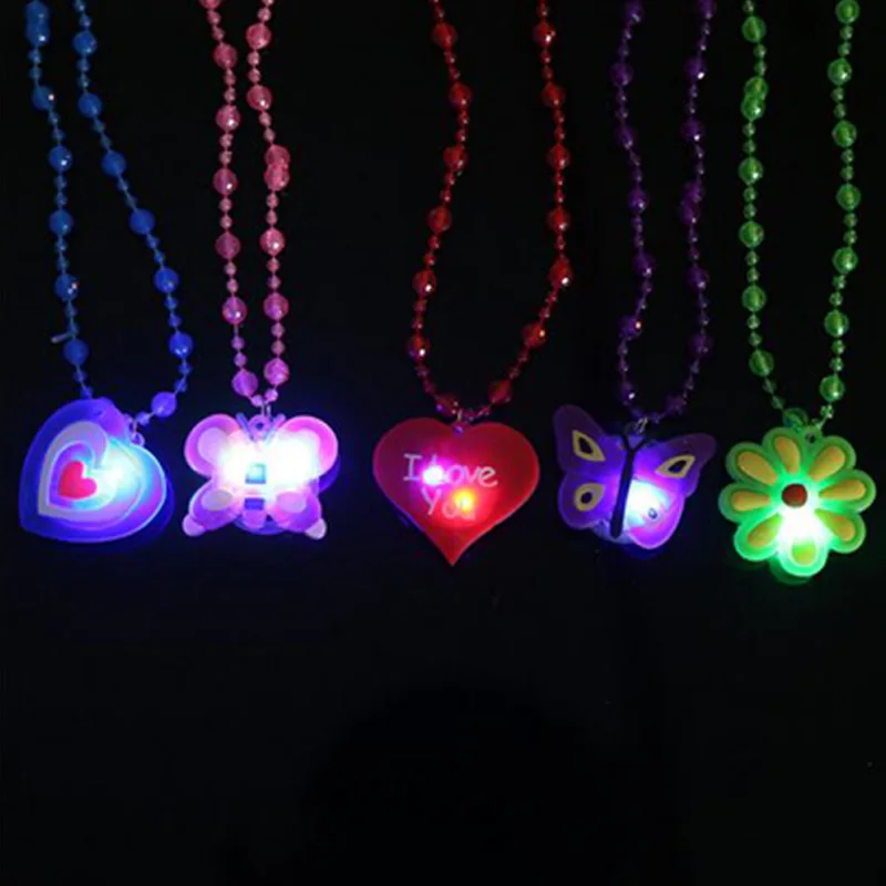 

100pcs/lot Colorful Cartoon led Necklace light up Necklaces Luminous flashing Pendants Necklace Creative Party Toys kids Gifts