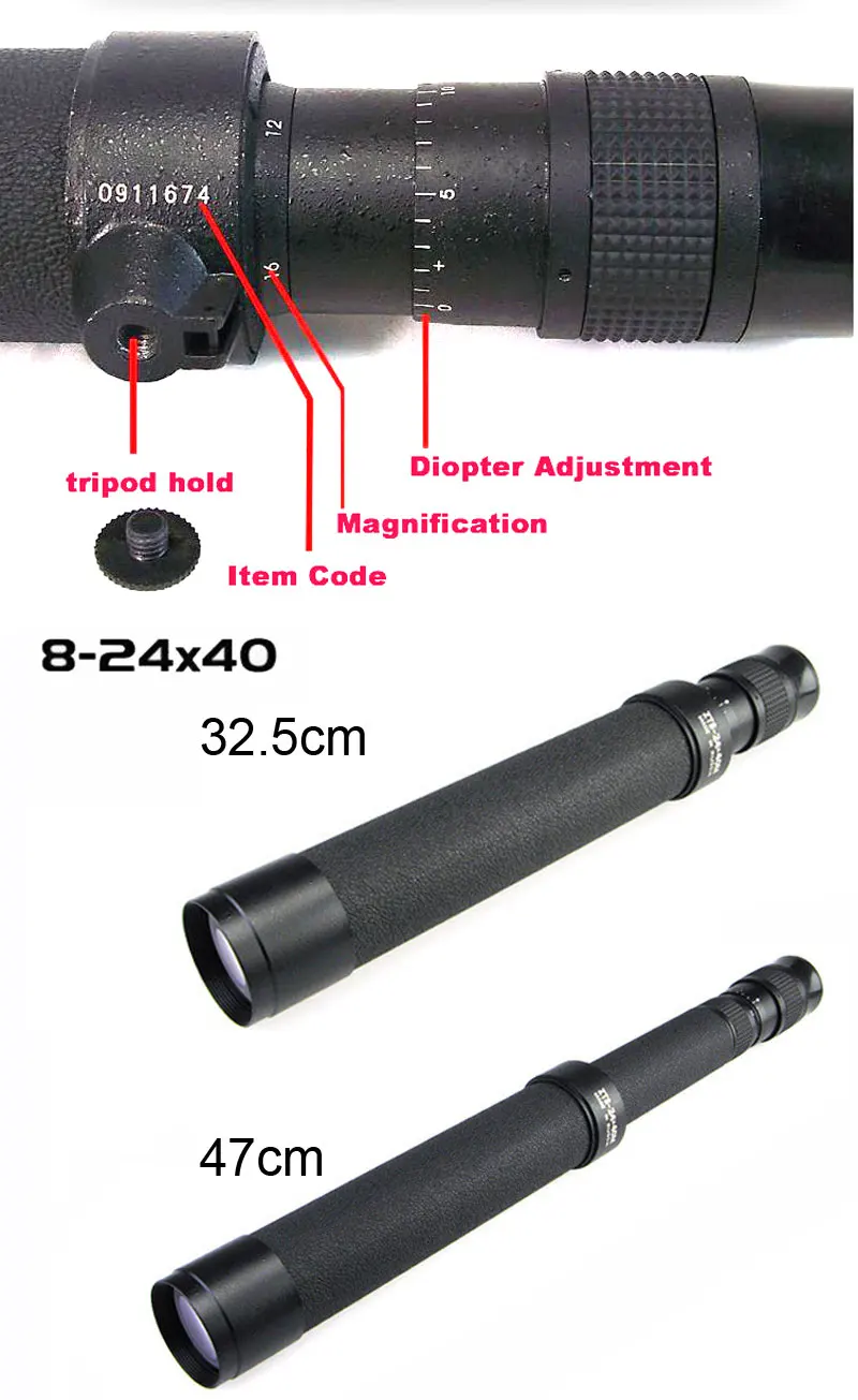 Baigish Russisches 8-24X40 Monokular-Teleskop, großes Objektiv, Fernglas mit großer Reichweite, Metall, Hochleistungs-HD-Fernglas-Spektiv – Detail 4