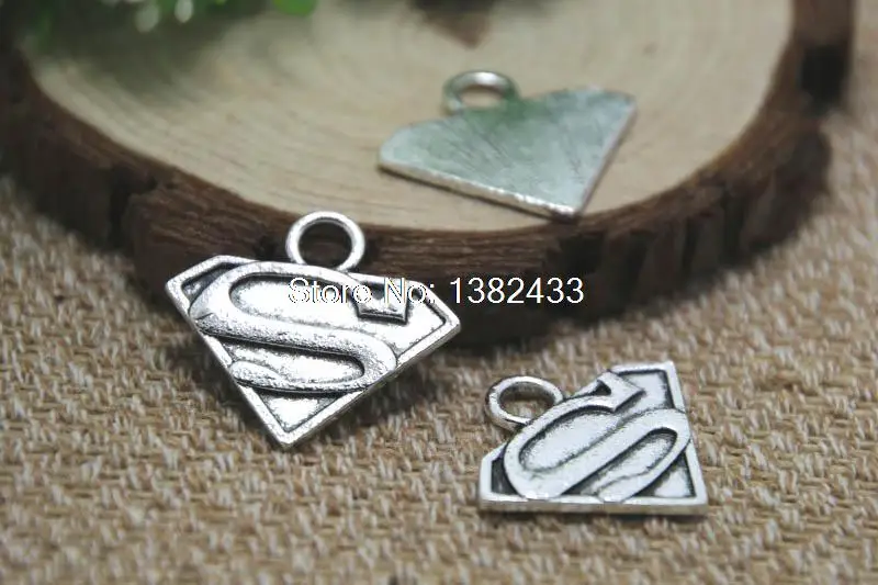 10pcs-S Letter Charms, Antique Tibetan silver Geometry Charms pendants 20x19mm