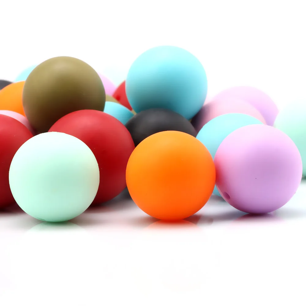 OlingArt 6pcs/Lot Teething Toys Silicone Round Beads 20mm Baby Toys Tooth DIY Silicone Teether Necklace Bead Jewelry Baby Care
