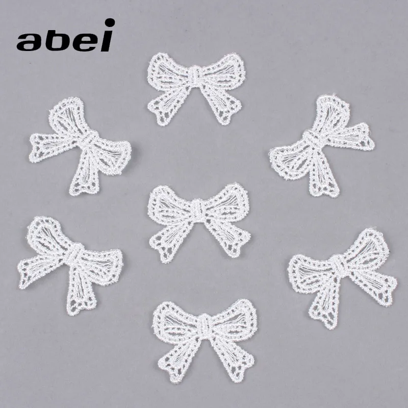 30pcs White Betterfly Lace Applique Bow Trims for Sew Clothing DIY Garments Accessories Guipure Lace Fabric Handmade Craft