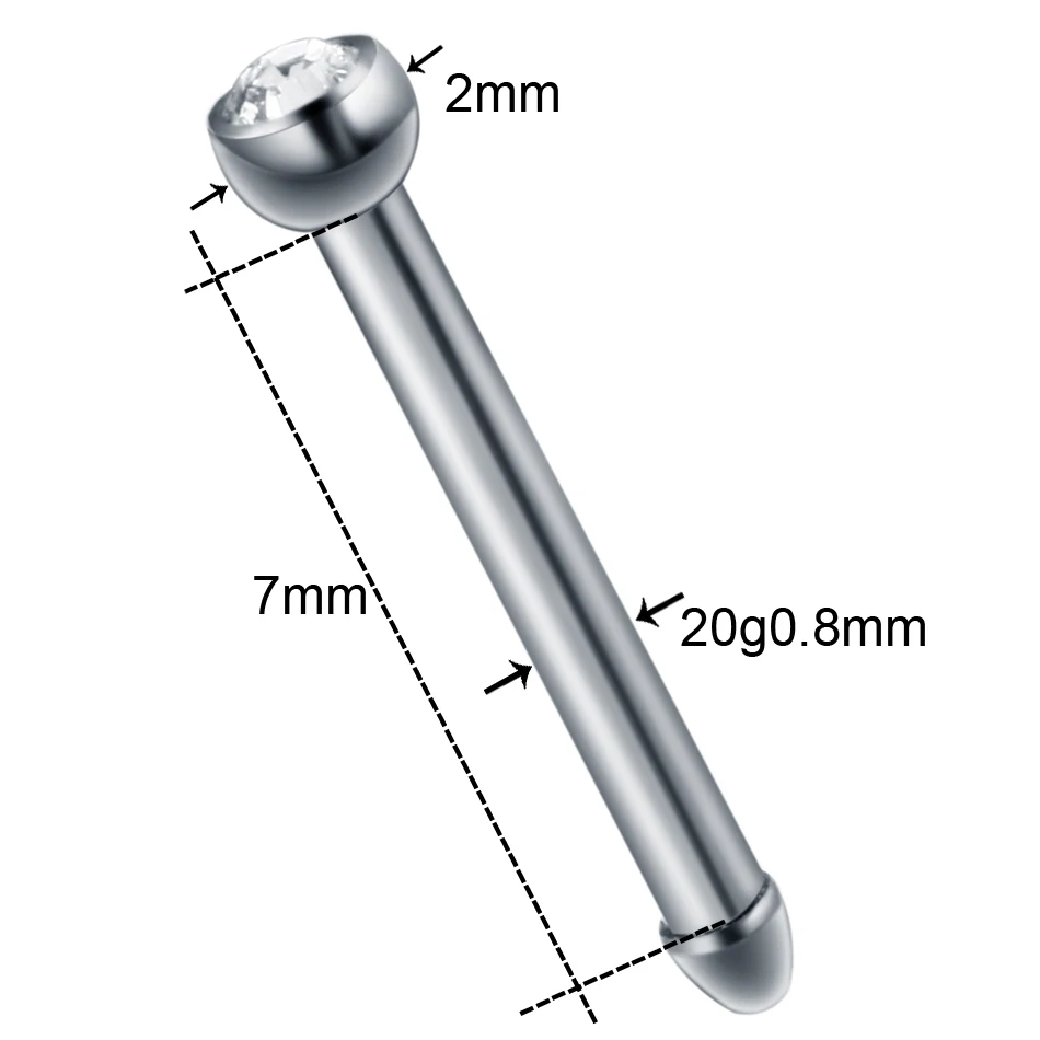 1pc G23 Titanium Piercing Micro Dermal Micro Dermal Crystal Horseshoe Ring Belly Button Navel Rings Body Jewelry