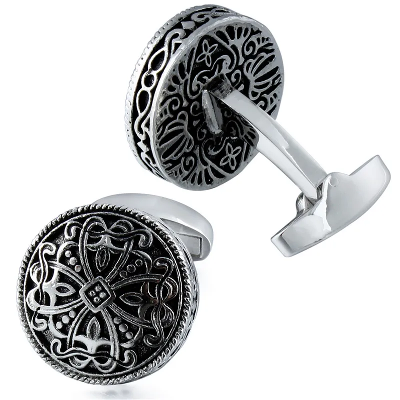 Vintage Filigree Cufflinks for Men Retro Pattern Formal Shirt Cuff Links Gothic Steampunk Accessory Gift for Wedding Party