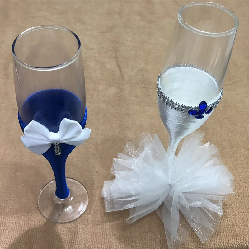 

25 Styles blue and white wedding toasting glasses wedding champagne glasses gift for wedding party decoration