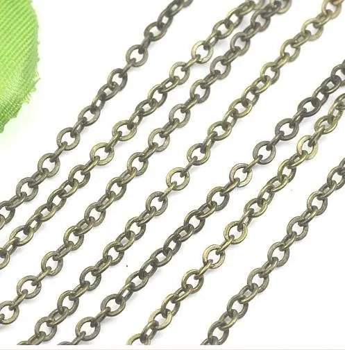 

Free shipping!!!! 100m/lot bronze tone Copper Chain Flat Link Chains 3*4mm findings