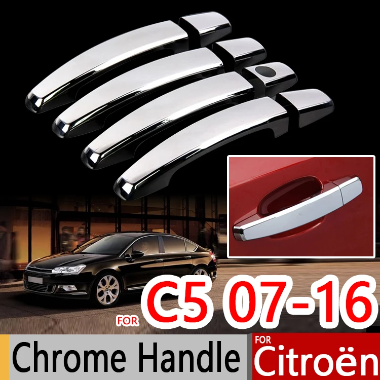 Couvercles de poignée chromés pour voiture, ensemble de garnitures pour cristaux en C5 2007-2016, accessoires de voiture Wagon, autocollants de style de voiture, 2009, 2010, 2011, 2013, 4 pièces