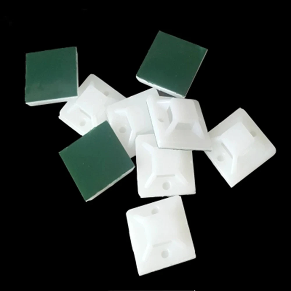 Self Adhesive Cable Wire Zip Tie Mounts 100PCS White Cable Base tie Mounts 20mmX20mm green blue Wall Holder Fixing Seat Clamps
