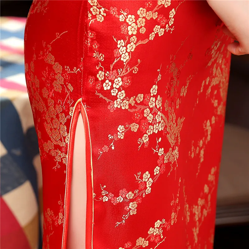 Chinese Cheongsam Dress Plum Novelty Costume Long Qipao Ceremonial Women Dresses