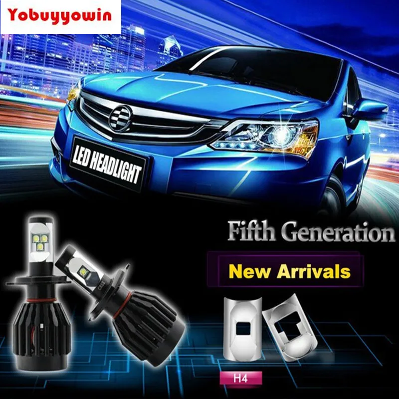 2Pcs All In One Led H4 9003 P43t HB2 Dual Beam Headlight Bulb 80W 8000lms Conversion Kit Car Motorcycle Led Lights